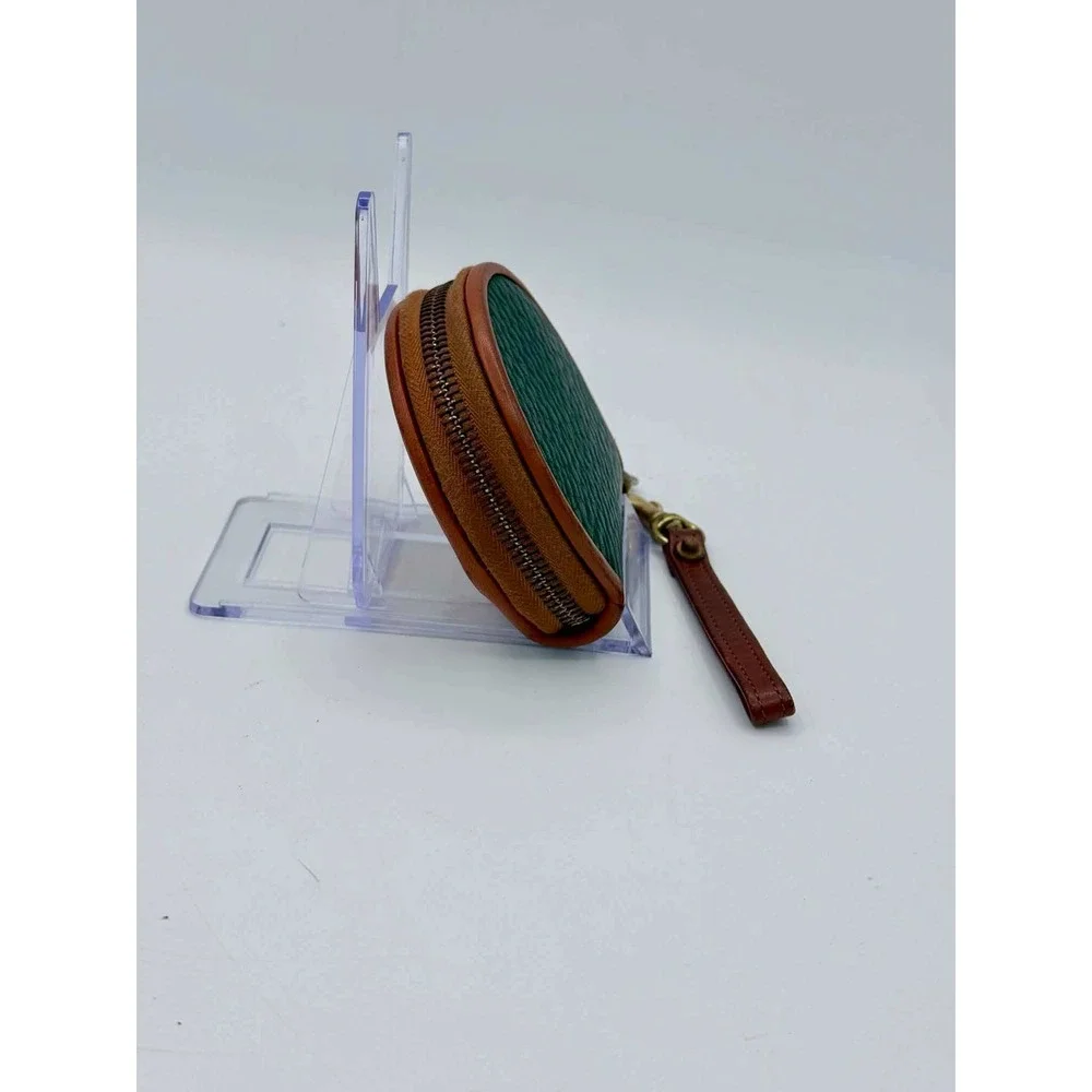 Dooney & Bourke Vintage All Weather Leather Round Coin Purse Green British Tan
